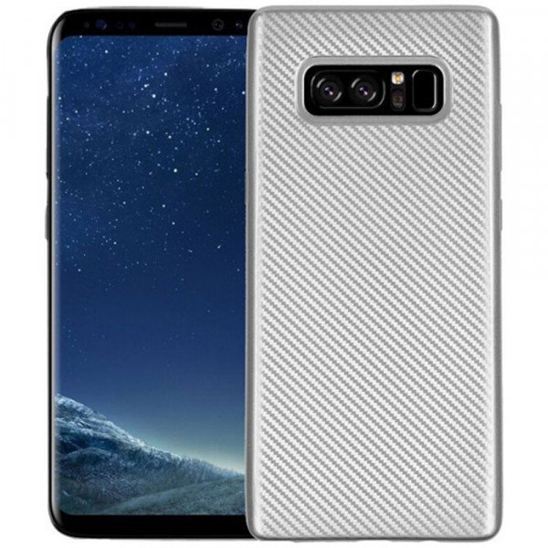 Wholesale Galaxy Note 8 Carbon Fiber Design TPU Case (Silver)